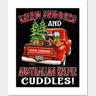 Warm Snuggles And Australian Kelpie Cuddles Ugly Christmas Sweater Posters and Art